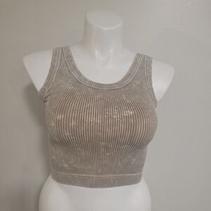 Zenana Outfitters Ribbed Crop Top - Camel